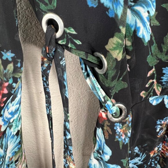 LPA‎ Womens Long Sleeve Floral Dress S Black Sheer Y2k - Picture 8 of 16